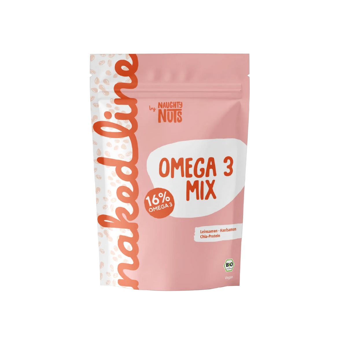 Omega 3 Mix Beutel mit Leinsamen Hanfsamen und Chia Protein