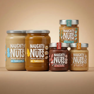 Nussmus Einsteiger Paket mit fünf Gläsern Naughty Nuts Nussmus
