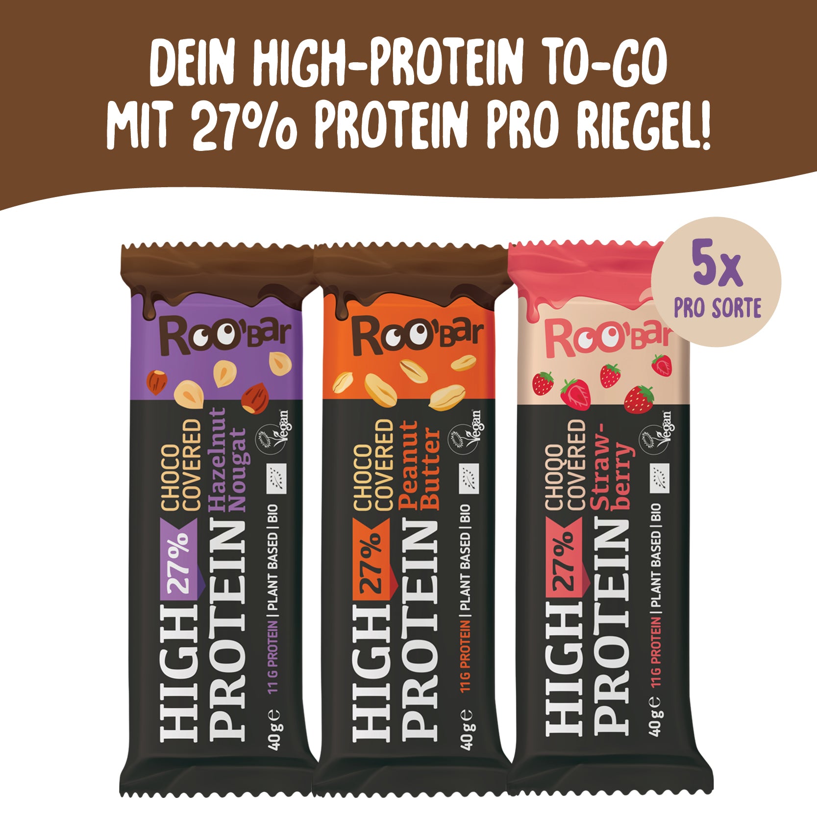 Probierpaket High-Protein Schokoriegel Roobar (15 Riegel)