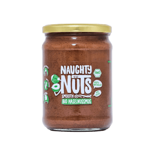 Glas mit Bio Haselnussmus Smooth von Naughty Nuts